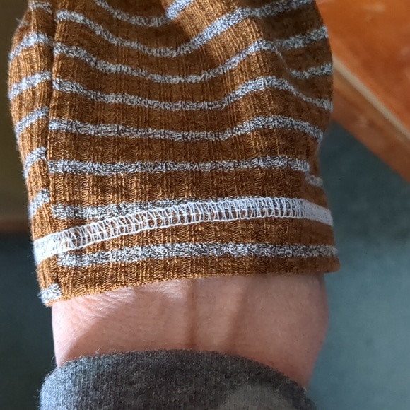 PAPA VANCOUVER* dk mustard striped long sleeve one pkt round neck tunic top XXL - Picture 5 of 11